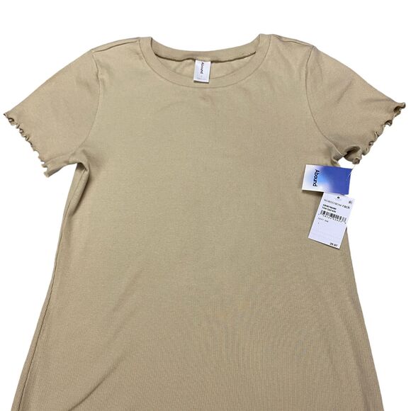 ABOUND Women's Mini Raincheck Dress Beige Cream Ribbed  Short Sleeve - Large - Picture 8 of 14